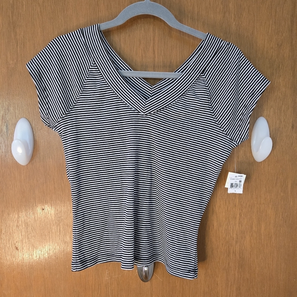 NWT, Black and White Striped Women's Top